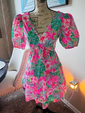 🌸 Lilly Pulitzer Nalani Short Sleeve Cotton Dress – Size 2 NWT 🌺🌸